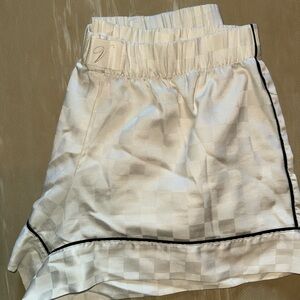 Victoria's Secret Ivory Checkered Satin Shorts with Black Accents